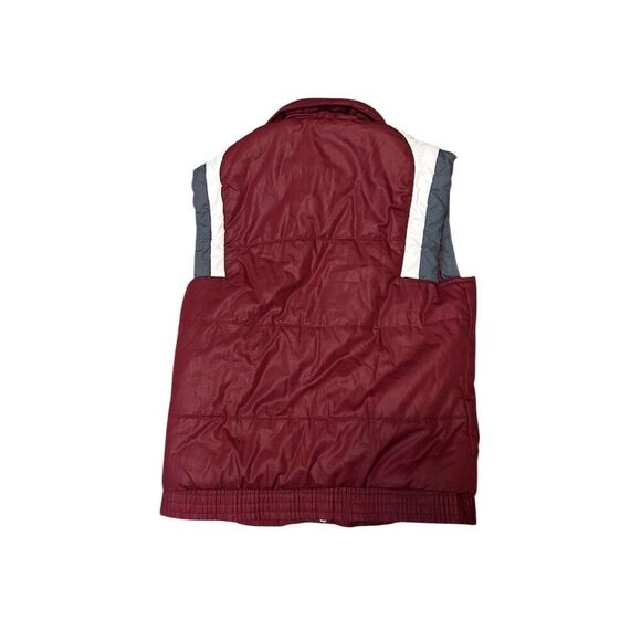 Vintage Women's Burgundy Puffer Vest Size S Casual Winter Outerwear - Picture 2 of 9